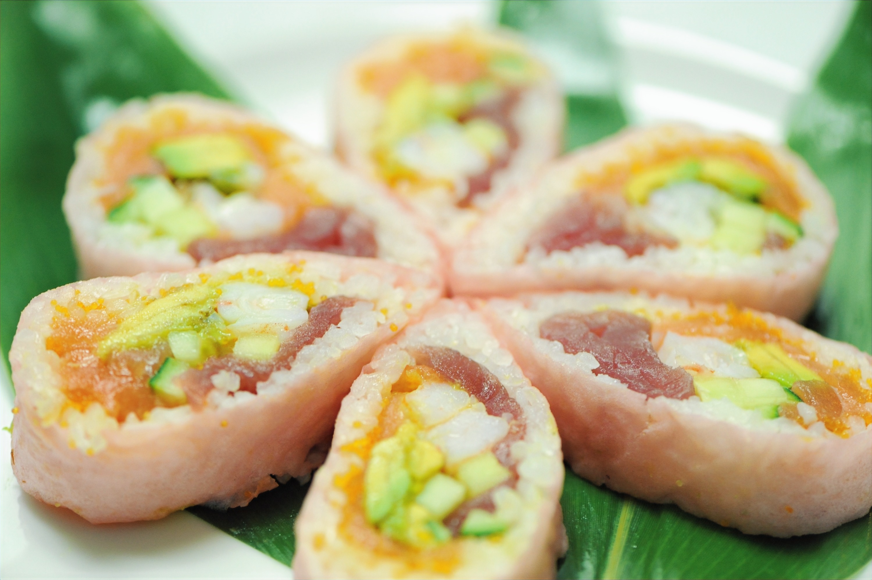 A colorful sushi roll at Nam Sushi 54